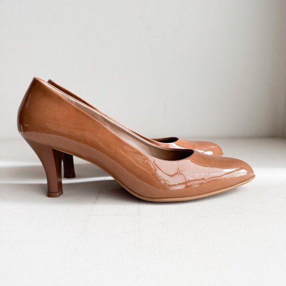 BeautiFeel Shoes - BeautyFeel Nude Beige Patent leather Low heel Comfort Heels 42